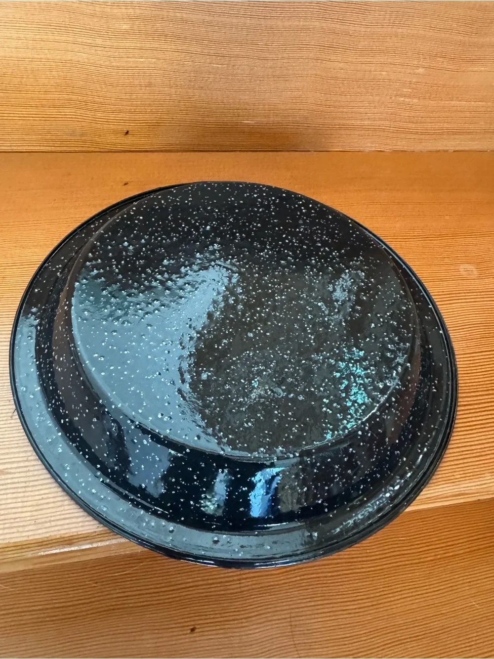 VTG Black Speckled Enamelware Plates - Set of 2 for camping, outdoor, travel